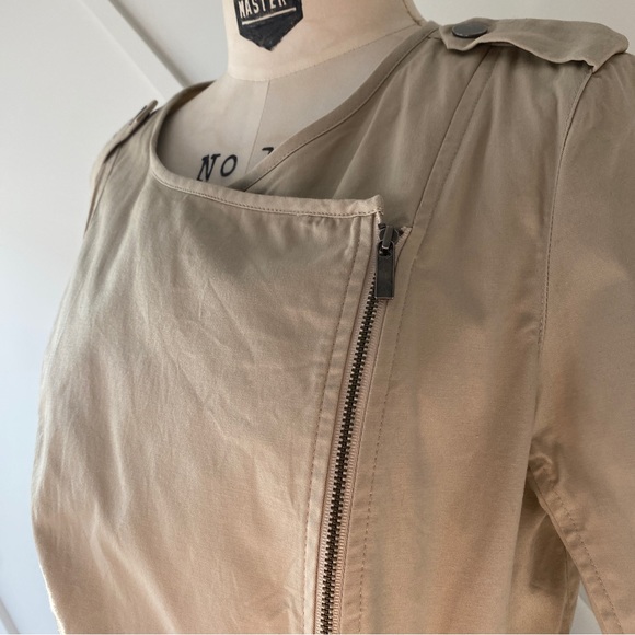 Halogen Khaki Moto Crop Jacket in Khaki - Size Small - Picture 4 of 9